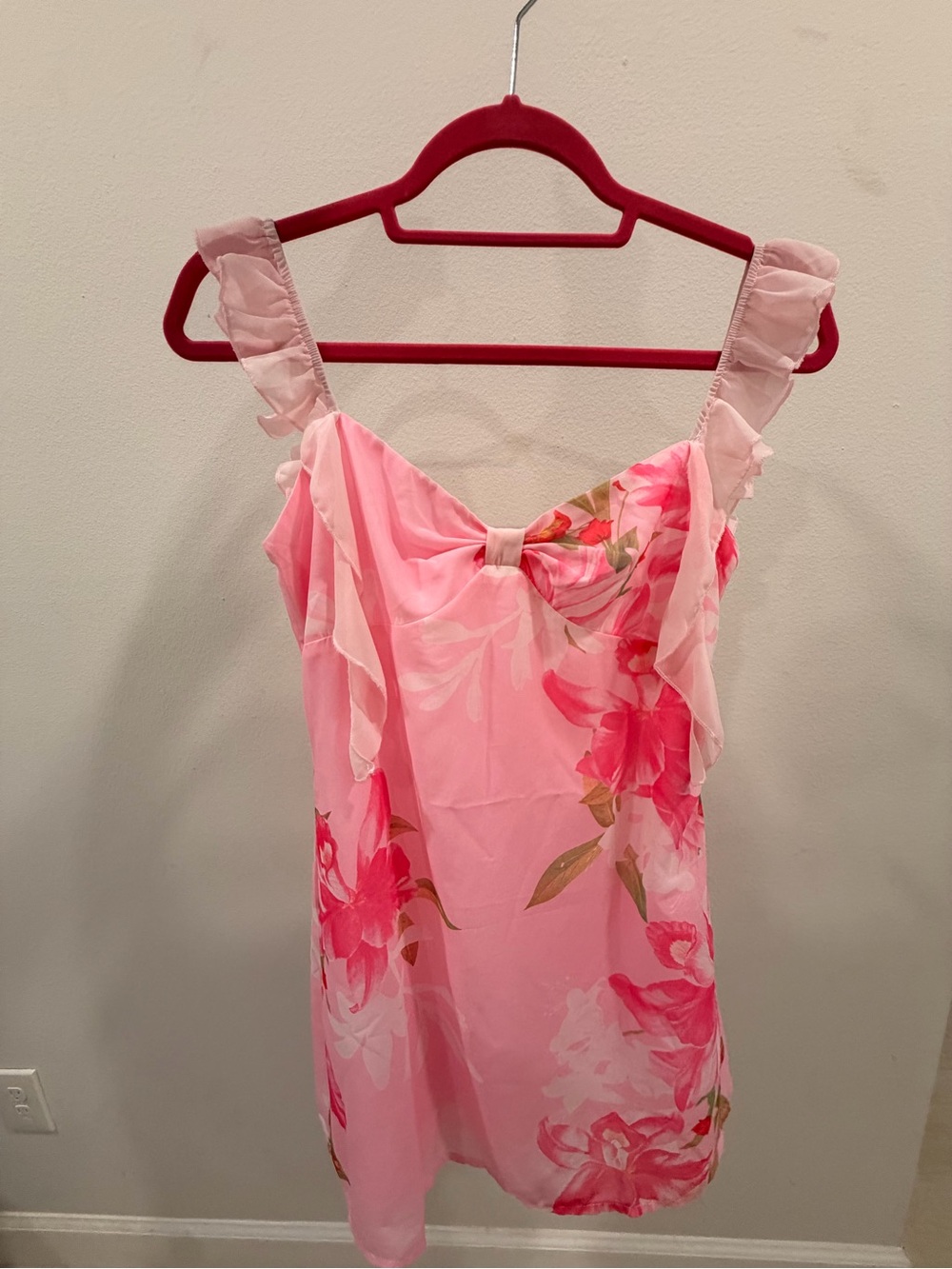 Beginning Boutique Pink Floral Bow Ruffle Dress